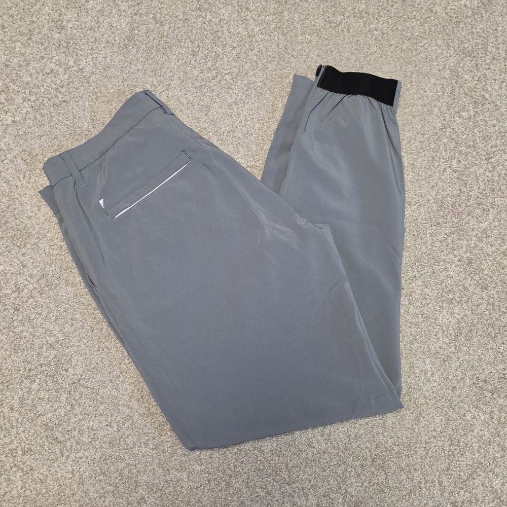 Primo Joggers Pants Mens 34 Regular Gray Golf Tapered Leg Stretch Ankle Zip EUC